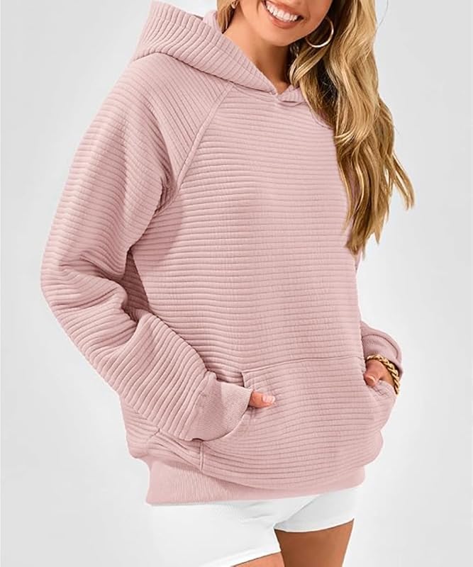 Sweat à Capuche Femme Casual Sweatshirt à Manches Longues Sweat-Shirt Pull Casual Manche Longue Hoodies Automne Et Hiver Chaud Sport avec Poches(Rose,XL) — photo 5 sur 6