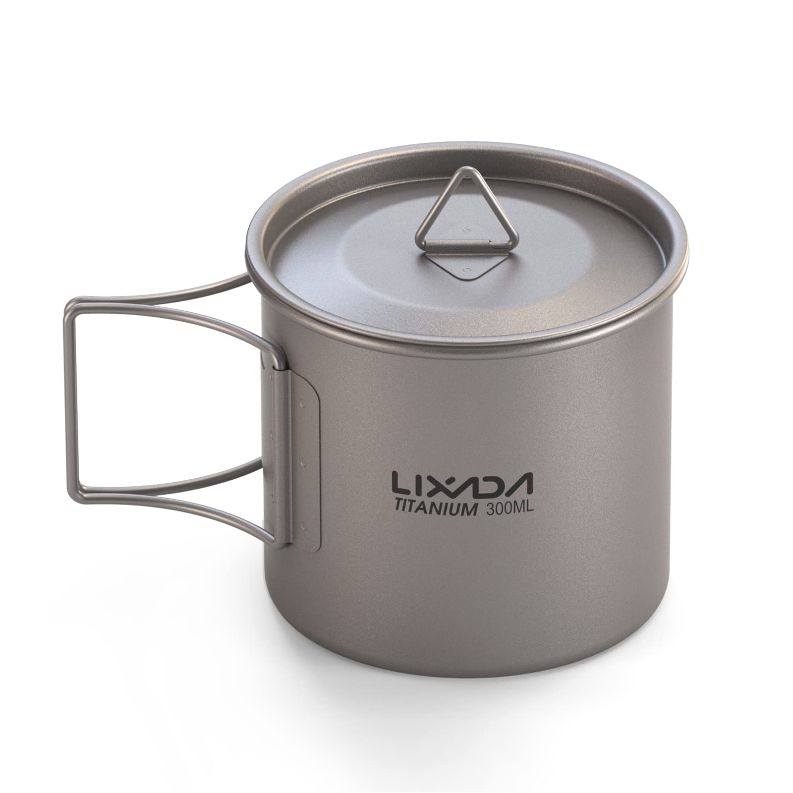 Lixada Ultralight Titanium Portable Titanium Water Cup with Lid and Folding Handle Outdoor Camping Kitchen Picnic