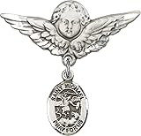 Sterling Silver Baby Badge Guardian Angel Pin with