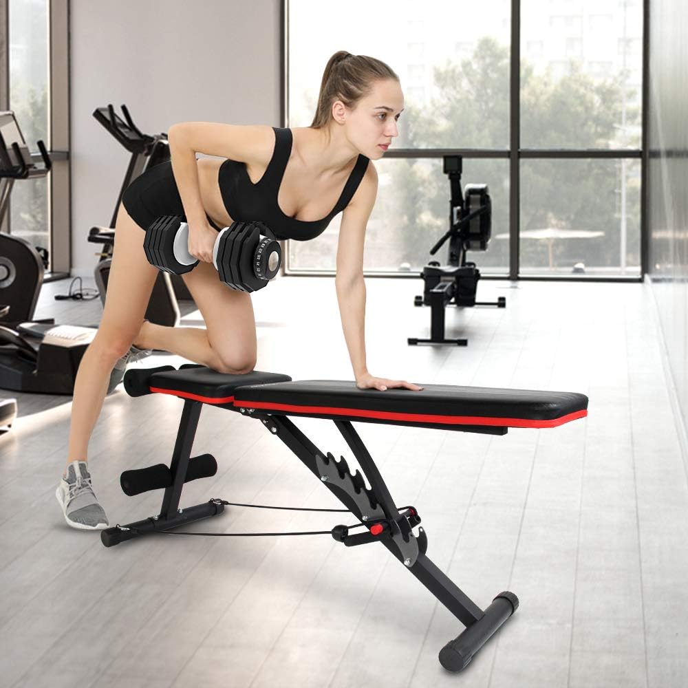 Ativafit Adjustable Weight Bench for Full Body Workout Multi-Purpose Utility Weight Bench Foldable Flat Bench Press for Home Gym… (Black) : Sports & Outdoors