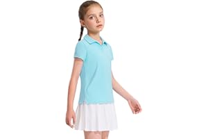 KEREDA Girls Polo Shirts Golf Tennis School Uniform Short Sleeve T Shirts V-Neck Collared Quick Dry Tops
