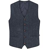 Walker and Hawkes Men's Harris Tweed Dalson Waistcoat - Tweed Vest Made from Virgin Wool with Cinch Adjuster, Regular Fit