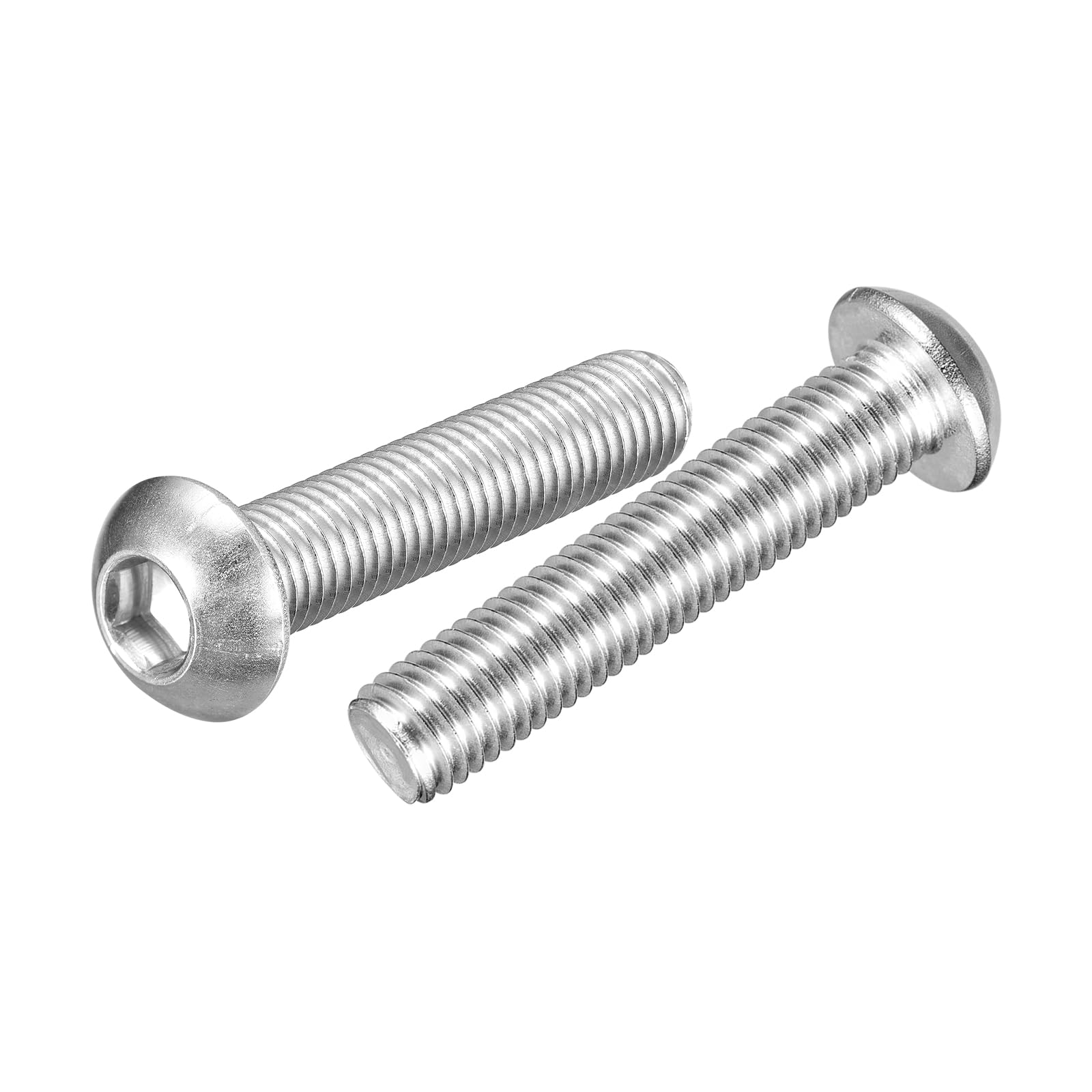 DTGN M12-1.75x60mm Button Head Socket Cap Screws - 2Pack - Good for Road Bicycle, Mountain Bike, Auto, Motorcycle - 304 Stainless Steel Whitewashed - Hex Socket Drive Fasteners