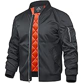 TACVASEN Mens Bomber Jacket Windproof Windbreaker Thermal Quilted Jacket Warm Winter Padded Coats
