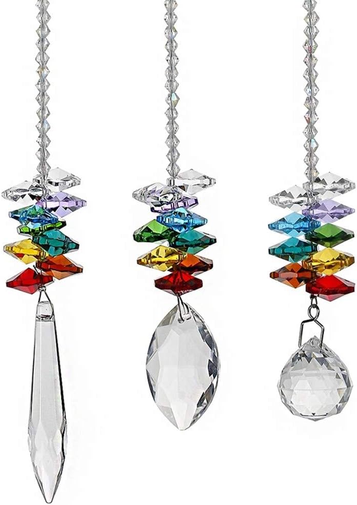 WEISIPU 3PCS Crystals Ball Prisms Suncatcher Hanging Ornament Crystals Hanging Ornament Chakra Crystals for Home, Office, Garden Decoration, Car Pendants, Birthday Presents