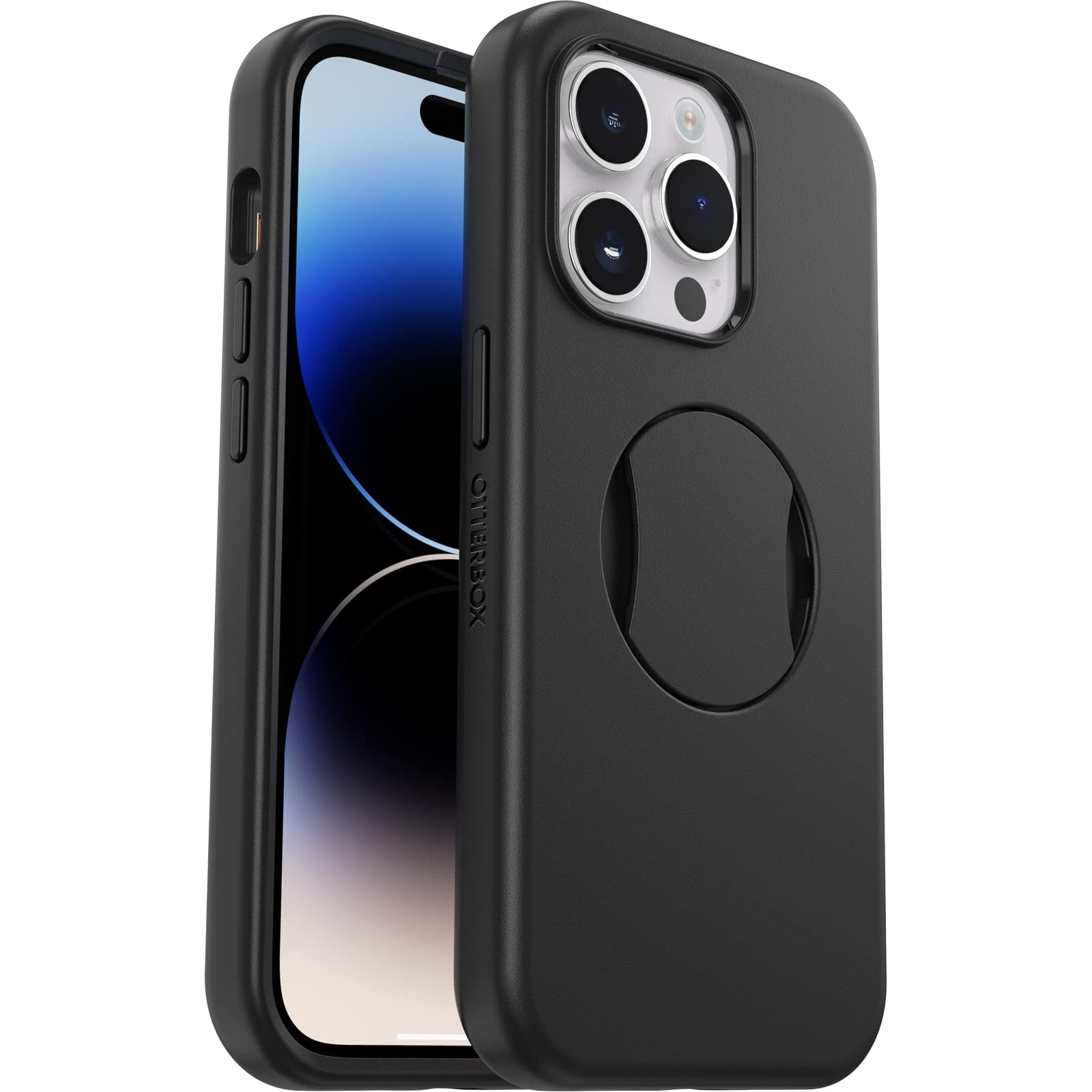 OtterBox iPhone 14 Pro (Only) OtterGrip Symmetry Series Case - Black, Built-in Grip, Sleek case, Snaps to MagSafe, Raised Edges Protect Camera & Screen