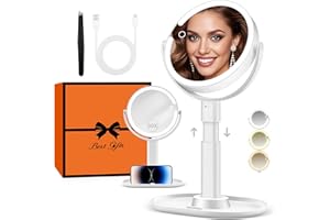 B Beauty Planet Makeup Mirror with Lights, Lighted Magnifying Mirror 30X with 3 Lighting and Adjustable Brightness, 2-Sided H