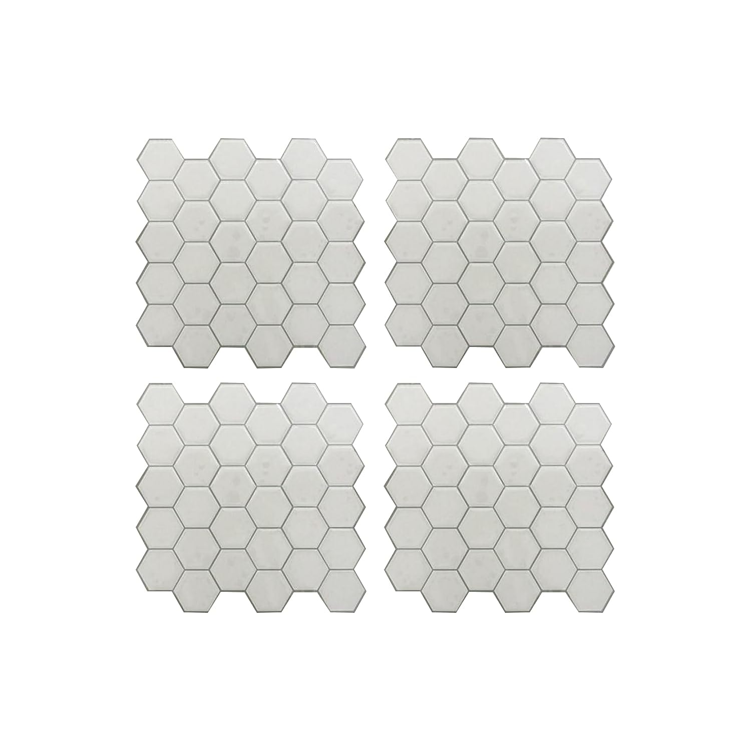 RoomMates StickTiles TIL3458FLT Pearl Hexagon Peel and Stick Backsplash Tiles - 4 Per Pack, 10.5x10.5