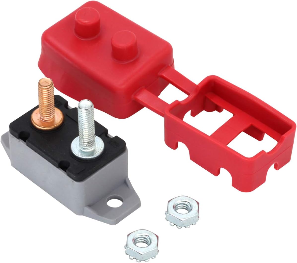 RKURCK12/24V Stud Bolt Type 50A Automatic Reset Circuit Breaker with Red Cover