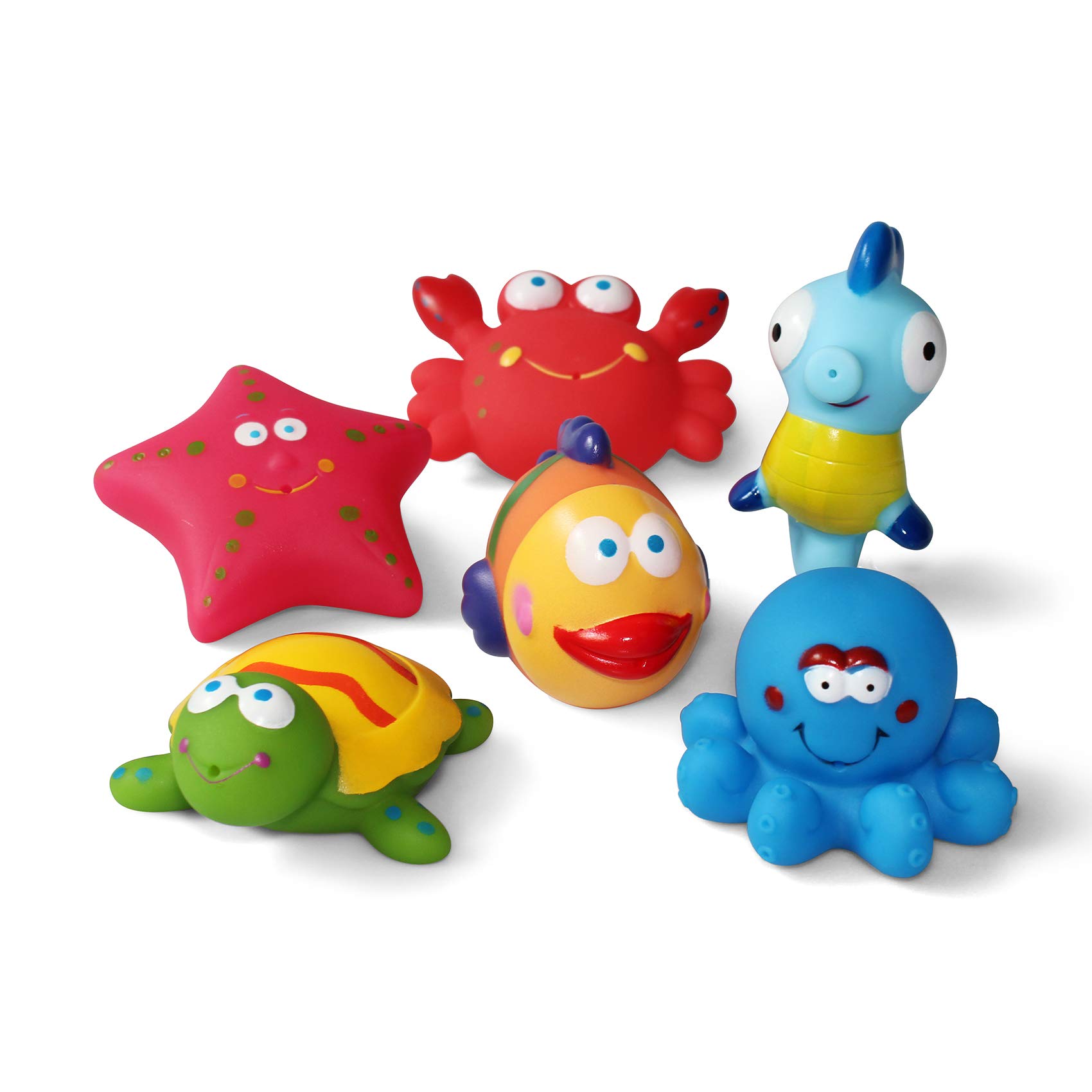 JAYSRIS Bath Toys Floating Bath Fish,Starfish,Sea Horses Toys(6PCS) with Storage Bag,Sea Creature Bath Toys,Baby Soft Bath Time Toys,Preschool Animal BathtubToys for Toddlers