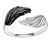 POPLYKE Angel Wings Ring Sterling Silver Guardian Angel Adjustable Open Rings Wings Jewelry for Women Size 7
