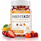 AMVILAB Amevit Kids Gummy Multivitamin - Complete Daily Vitamins for Children - with Essential Nutrients for Growth & Immunity - Natural Fruit Flavor - 30 Gummies