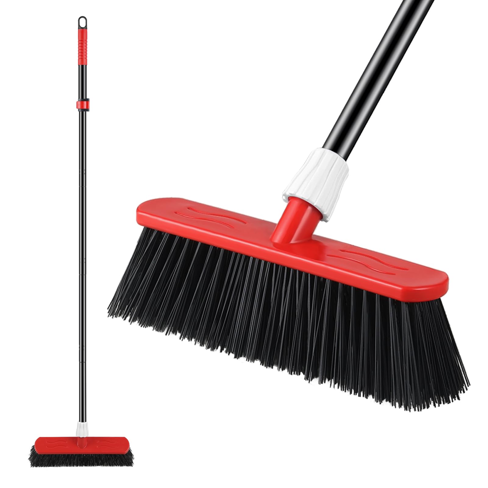 Mitclear Outdoor Broom Heavy Duty, Stiff Garden Sweeping Brush, Hard Yard Brush with Long Handle for Cleaning Decking Patio(57IN)