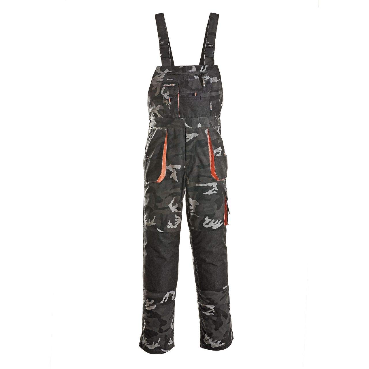 Terratrend Job 3229-50-6210 Size 50 Men's Dungarees - Camouflage/Grey/Black