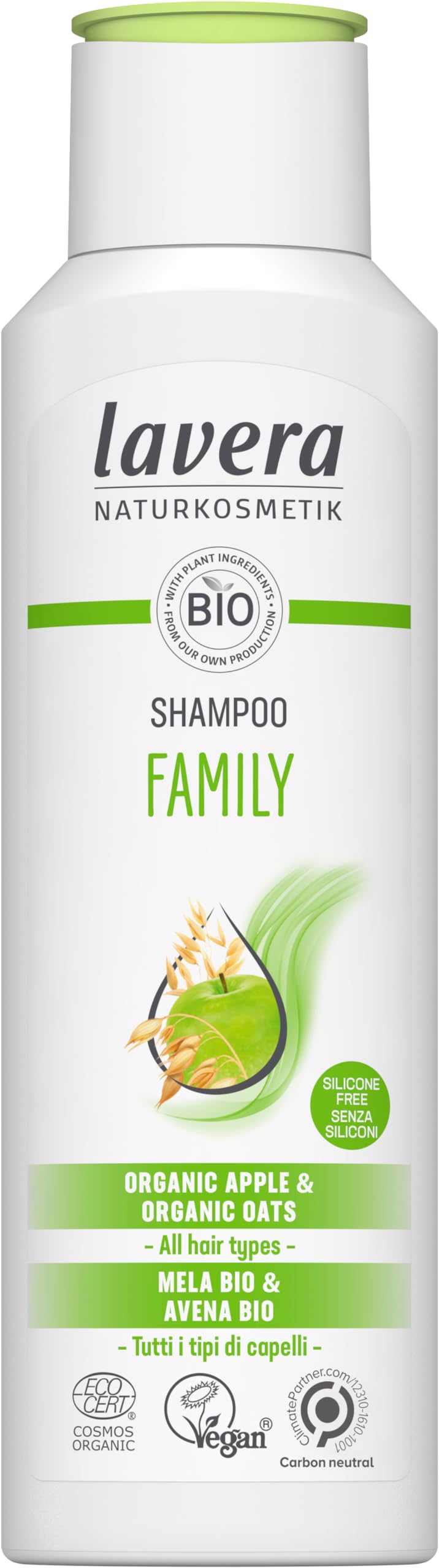 lavera Shampoo Family - Without Silicone - Gentle Cleansing & Freshness - Vegan - Natural Cosmetics - 250 ml