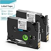 Compatible with Brother Ptouch Tape 12mm 0.47 White BZ TZ Tape Work with Vixic D210S H1100 E1000 P3200 D480BT P780BT & P Touch PT-D210 PT-D220 PT-D200 PT-H100 D400 D410 1180 1280 1890 Label Maker
