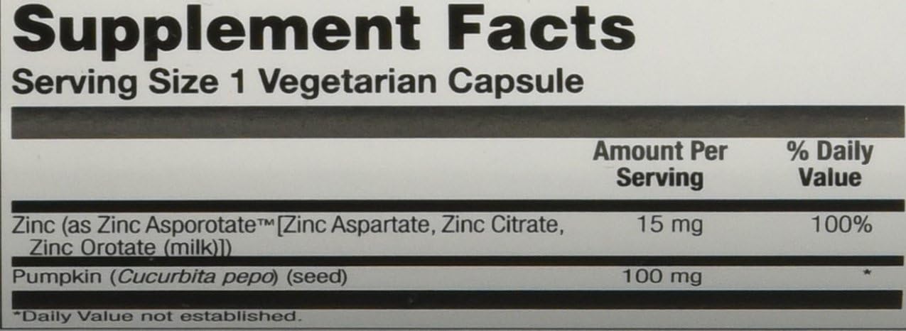 SOLARAY ZINC ASPOROTATE 15MG