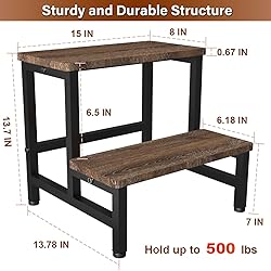 Tigerden Wooden 2 Step Stool for Toddlers Kids and