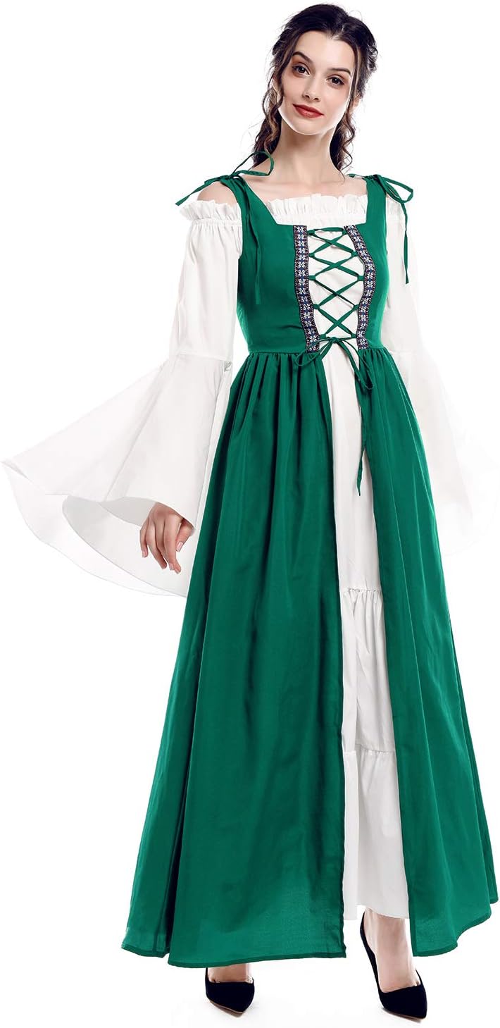Renaissance Costume Women Plus Size Over Dress Chemise Boho Set Medieval Celtic Irish Dress Costume