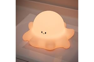 Kibbidea Touch Control Silicone Night Light for Kids, Rechargeable Octopus Nightlight with Timer, Eye Protection, Portable USB Baby Nightl lamp for Nursery, Bedroom