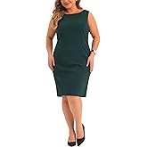 Agnes Orinda Plus Size Sheath Dress for Women Sleeveless Boat Neck Casual Straight Pencil Work Dresses
