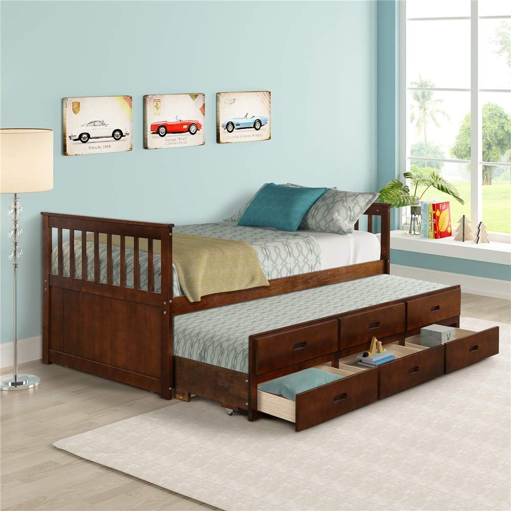 Amazon Com Solid Wood Mate S Captain S Bed Twin With Storage