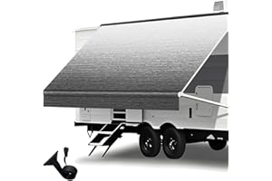 SOMOKG Heavy Duty RV Awning Fabric Replacement - 19.5oz Vinyl Camper Awning - Waterproof & UV-Resistant - Universal Canopy for Camper, Trailer and Motorhome (Black Fade, 15FT(Fabric 14'2"))