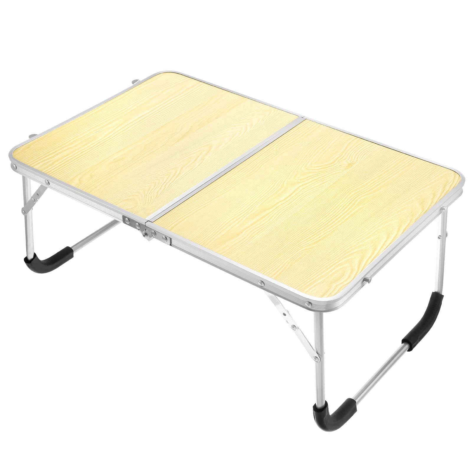 PATIKIL Foldable Laptop Table, Portable Lap Desk Picnic Bed Tray Tables Snacks Reading Working Desks for Bed Sofa, Wood Color