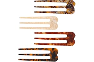 4pcs French Hair Pins for Women, Stylish Three Prong Hairpins Sophisticated French Hair Clips for Women Girls Bun & Twist Hai