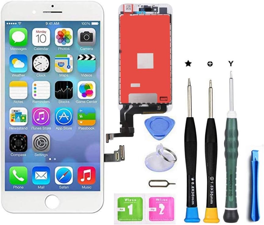 Premium Screen Replacement Compatible with iPhone 7 Plus 5.5 inch Full Assembly -LCD Touch Digitizer Display Glass Assembly with Tools, Fit Compatible with iPhone 7 Plus (White)