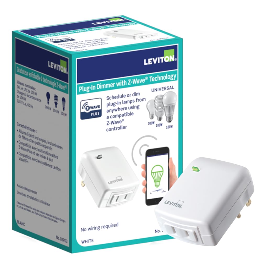 Photo 1 of Leviton Decora Smart Plug-in Dimmer with Z-Wave Technology, 1-Pack, DZPD3-2BW, White