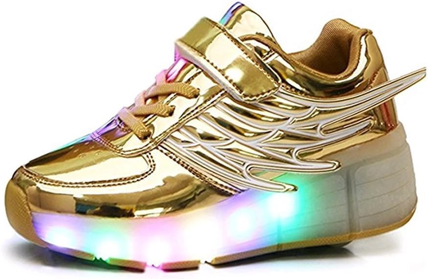 jomotala Children's Fashion Light Shoes with Wheel Boys and Girls Luminous Shoes with Singer Pulley Kids Fun LED Glide Shoes
