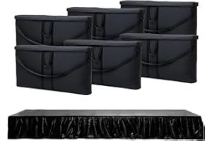 MyStage 6 Portable Stage w/6 Satin Skirt & 6 Gear Bag - Performance Floor Versatile Platform Modular System Stage - DJ, Drum, Camera Stage Riser - Easy to Carry & Assemble, Transport (Black)