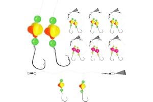 CWSDXM 6pcs Pompano Rigs Surf Fishing Rigs Pre-Tied Rigs Saltwater Fishing Rigs with Double Circle Hook and Pyramid Sinker