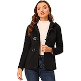 Allegra K Women's Casual Winter Outwear Hooded Button Peacoat Toggle Duffle Coat