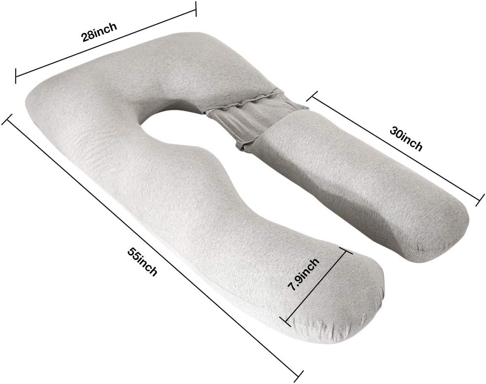 Chilling Home Pregnancy Pillows for Sleeping, U Shaped Body Pillow 2-in-1 Pregnant Pillows for Sleeping Full Body Pillow, Maternity Pillows for Sleeping 55 inch Pregnancy Body Pillow with Jersey Cover: Kitchen & Dining