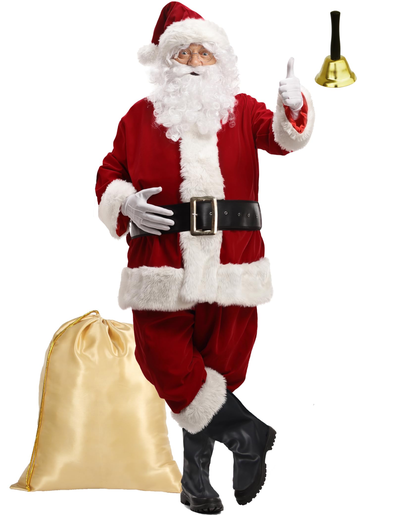 Photo 1 of ADOMI Santa Claus Costume for Men Adults Santa Suit 11pcs Mens Red Deluxe Christmas Clause Outfit Cosplay Vacation Suits Set M