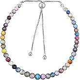 OdrillionGems Natural Ethiopian Opal Gemstones Bolo Bracelet, Black Opal Healing Crystals Beads, October Birthstone, 925 Sterling Silver, Adjustable Slider, Christmas Women Gift, 10inch