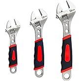 Navegando 3-Piece Adjustable Wrench Set, 6 8 10 Inch Heavy Duty Metric Hand Tools, High Carbon Steel Forged Spanner with Anti