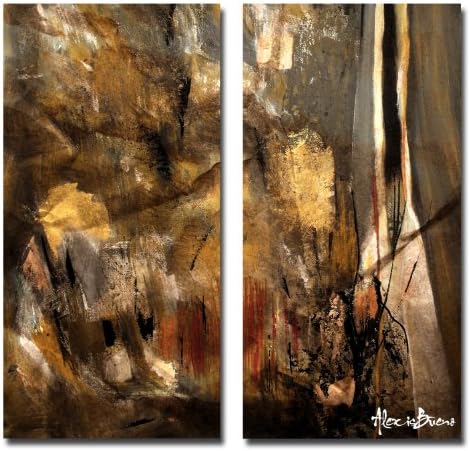 Ready2HangArt 2 Piece 20" High x 40" Wide x 1" to 2" Deep 'Abstract' Canvas Wall Art, Oversized, Brown/Beige/Tan/Black