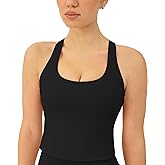 PAVOI ACTIVE Racerback Workout Tank Tops for Women Built in Bra - Medium Support Scoop Athletic Tank Top Shelf Bra, HiPerform
