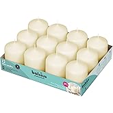 BOLSIUS 12 Ivory Pillar Candles Bulk - 2.3 x 3 inch Candle Set - 17 Hours Clean Burning - No Palm Oil - 0% Animal Fat - Premium European Quality - Wedding, Party, Dinner & Emergency Candles