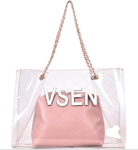 Amazon Co Jp Heaven Days ヘブンデイズ プールバッグ ビーチバッグ チェーン クリア ポーチ付き Pvc シンプル レディース 1806g0098 シューズ バッグ