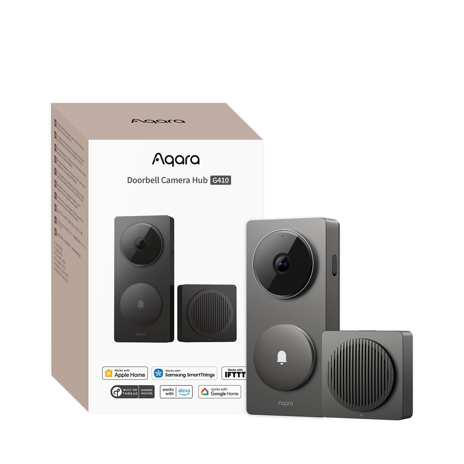 Photo 1 of Aqara Smart Doorbell Camera G410 with Chime, 2K, HomeKit Secure Video, 2-Way Audio, Built-in Matter Hub, Wireless/Wired, Supports Apple Home, Alexa, Google, Home Assistant, 2.4G/5GHz Wi-Fi, Gray