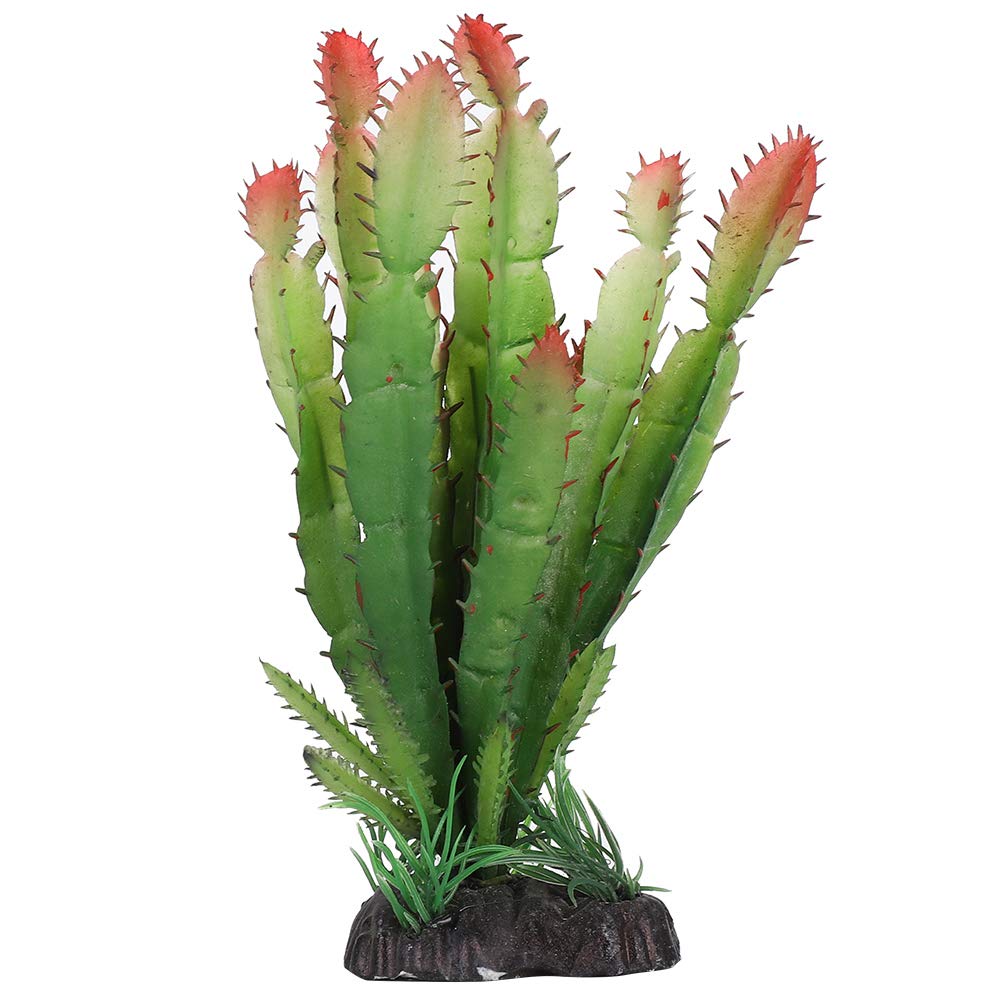 Fdit Reptile Plants Terrarium Decor Plastic Cactus Plant for Lizard Gecko Bearded Dragon Habitat Fish Tank Desert Reptile Decoration
