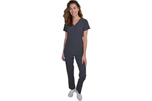 Green Town Scrubs for Women Scrub Set - V-Neck Top and Straight Leg Pant, 5 Pockets, Easy Care, Solids and Prints Uniforms