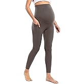 POSHDIVAH Women's Maternity Workout Nakedlux Leggings with Pockets Over The Belly Pregnancy Soft Activewear Yoga Pants