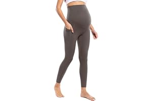 POSHDIVAH Women's Maternity Workout Nakedlux Leggings with Pockets Over The Belly Pregnancy Soft Activewear Yoga Pants