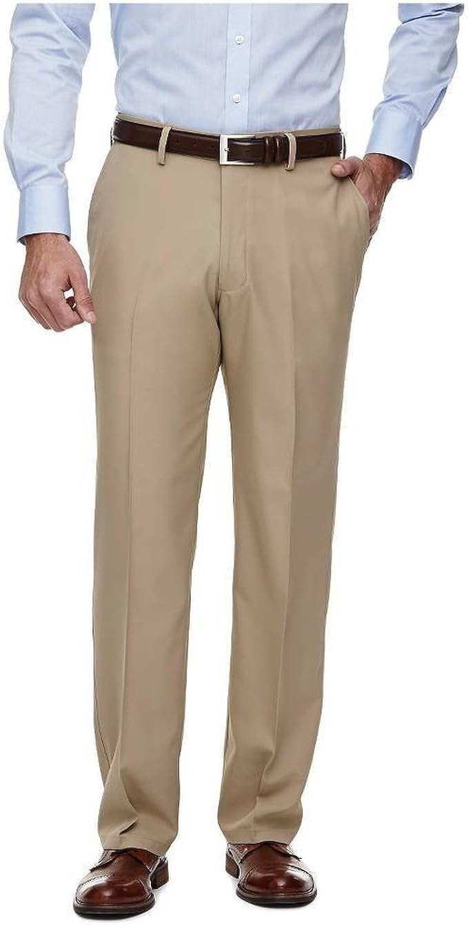 Haggar H26 Men's Classic Fit Performance Pants Khaki 38x32 at Amazon