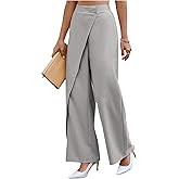 SweatyRocks Women's Elegant Wrap Front High Waisted Wide Leg Pants Suit Pants Trousers